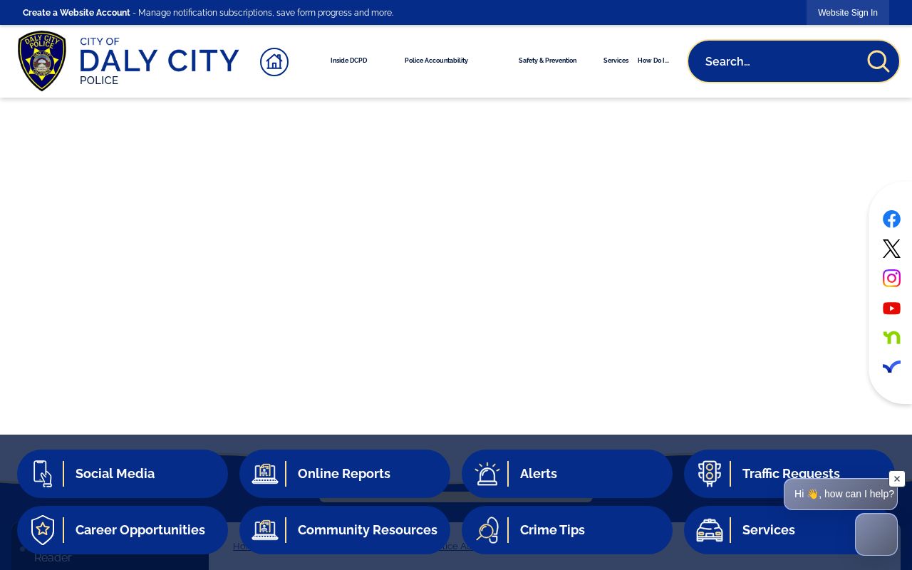 Daly City Crime Newsletter page with dated community police publications