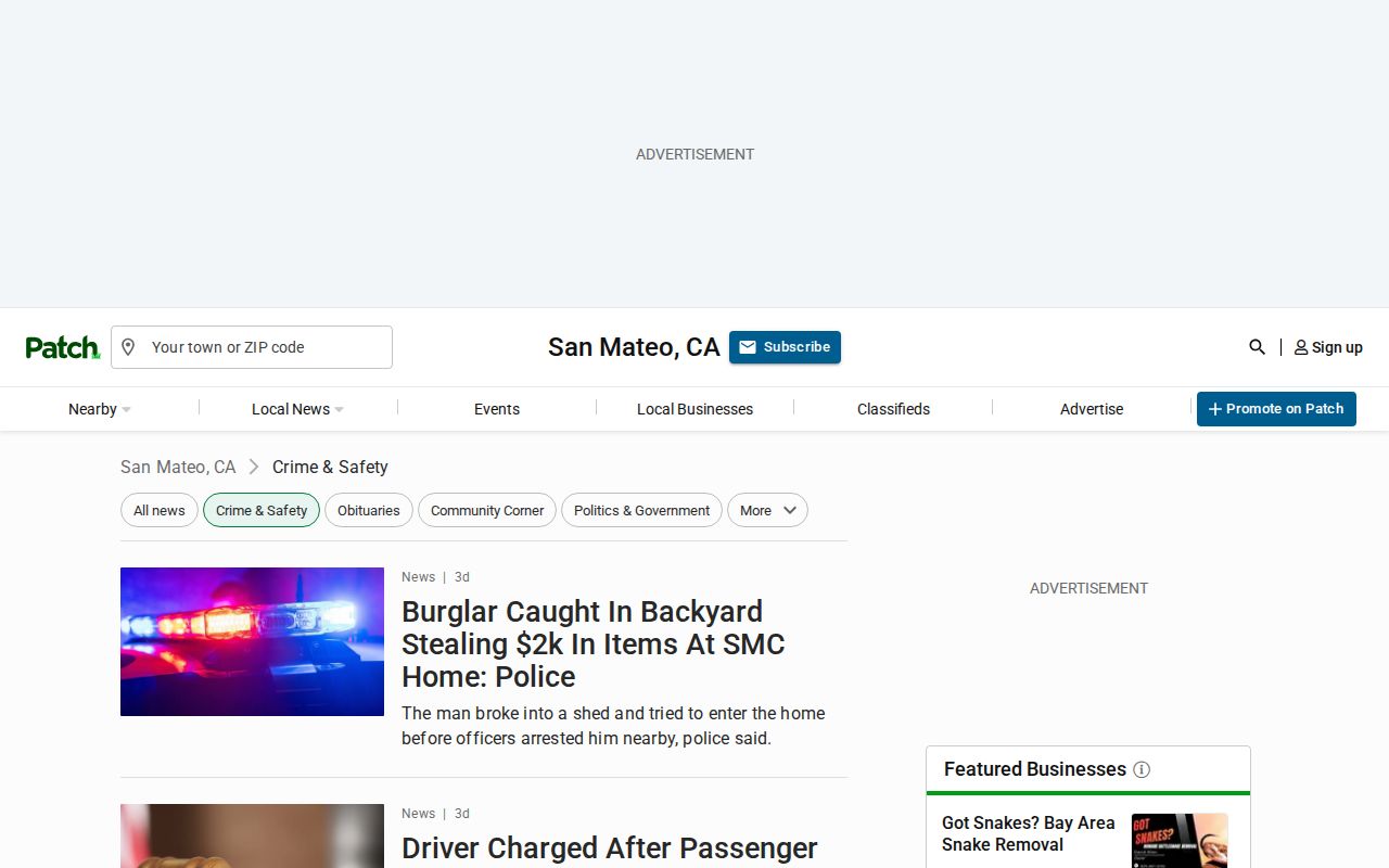 Unofficial Patch coverage of San Mateo County arrest and safety news